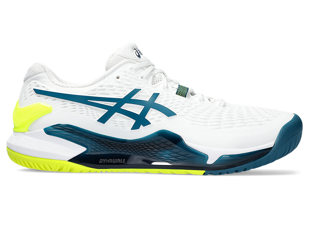 ASICS GEL-RESOLUTION 9, WHITE/RESTFUL TEAL, swatch