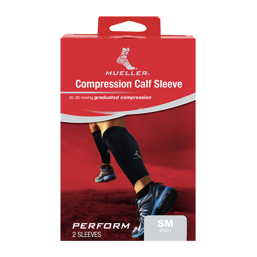 MUELLER® GRADUATED COMPRESSION CALF SLEEVES PERFORMANCE BLACK MD, , large image number null