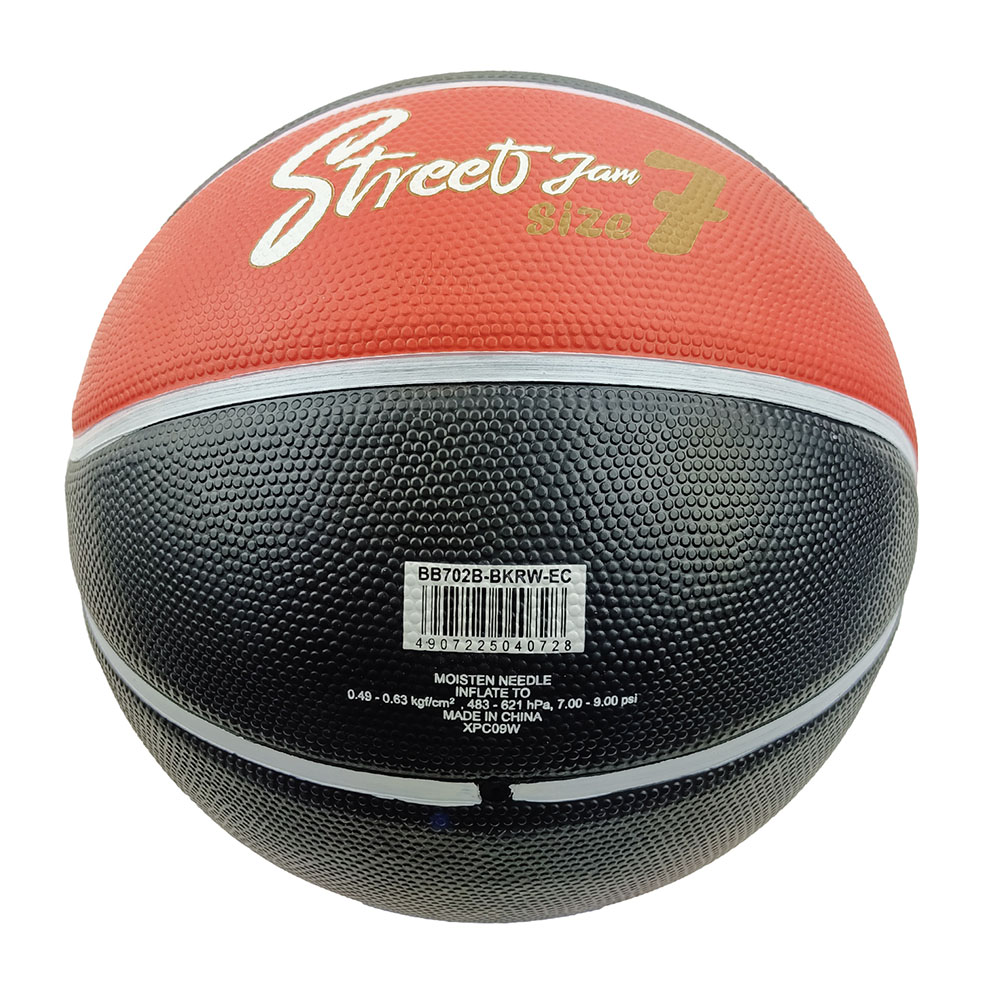 BB702B-BKRW Rubber Basketball Size 7 Black/Red, , large image number null
