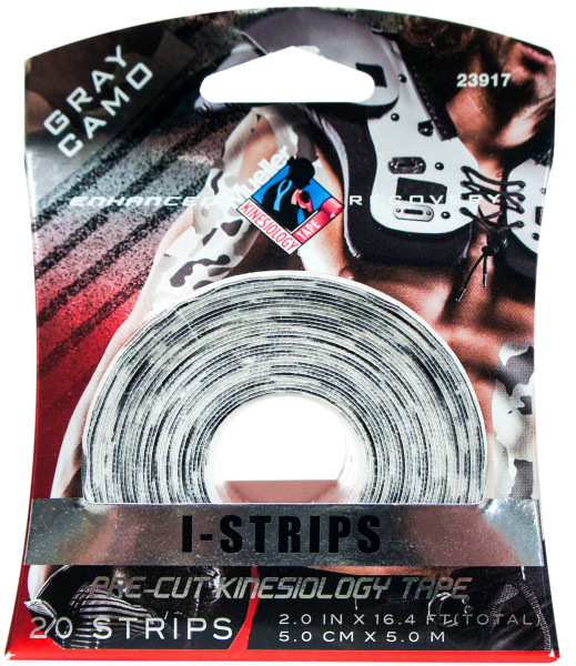 Kinesiology Tape&reg; 20 Pre-Cut I-Strips, 1 Roll - Gray Camo