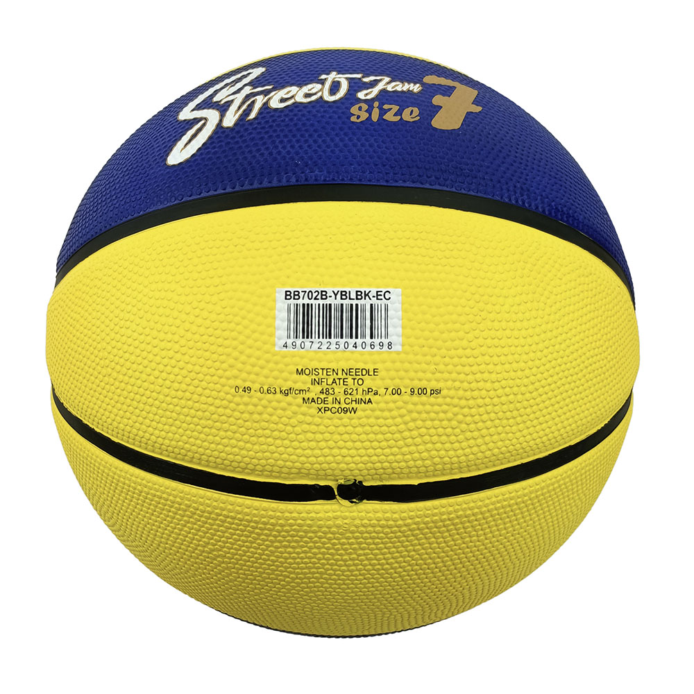 BB702B-YBLBK Rubber Basketball Size 7 Yellow/Blue, , large image number null