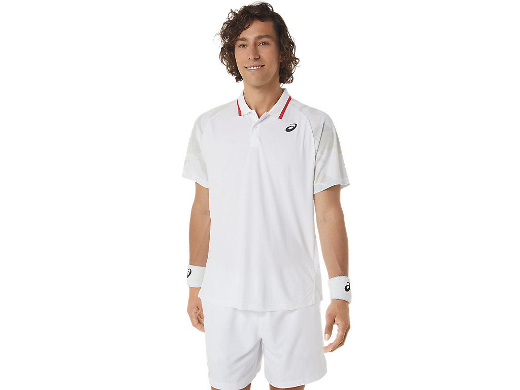 ASICS MEN COURT GRAPHIC POLO-SHIRT, BRILLIANT WHITE, swatch