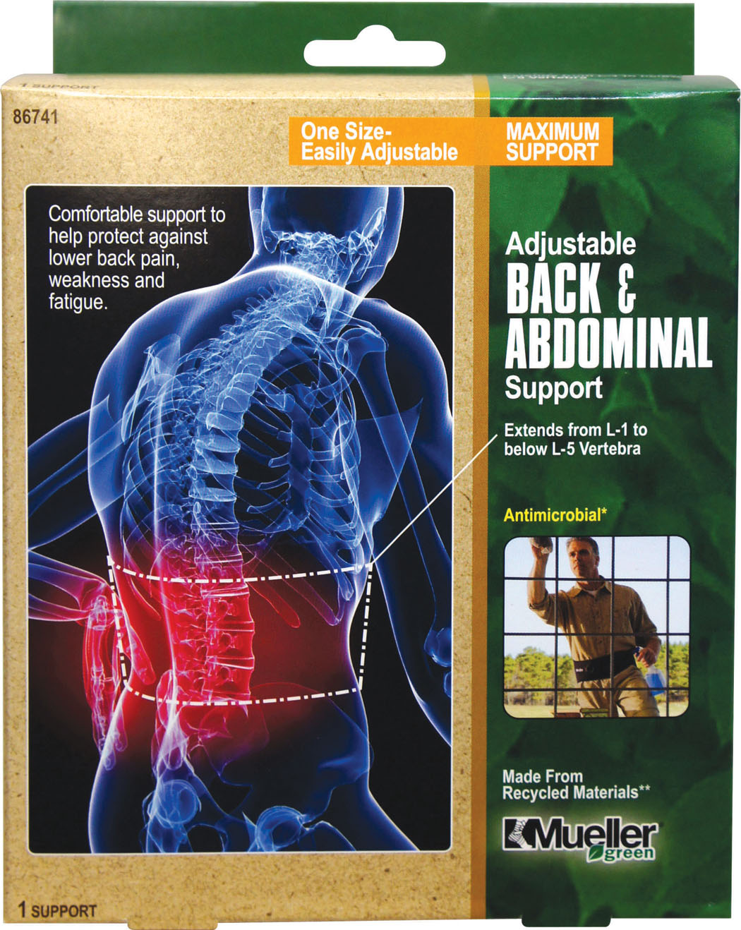 MUELLER® BACK ABDOMINAL SUPPORT GREEN, , large image number null