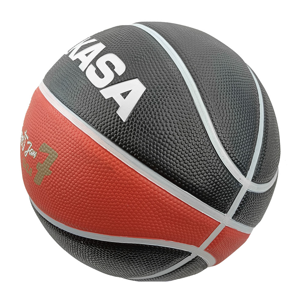 BB702B-BKRW Rubber Basketball Size 7 Black/Red, , large image number null