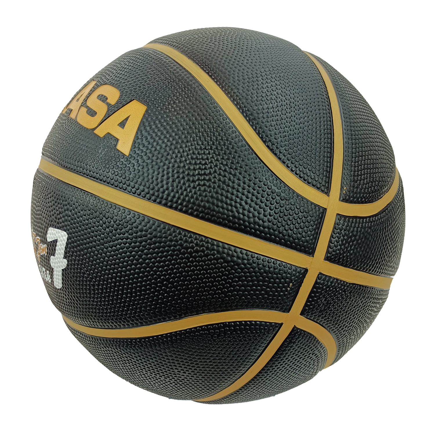 BB702B-BKGL Rubber Basketball Size 7 Black/Gold, , large image number null