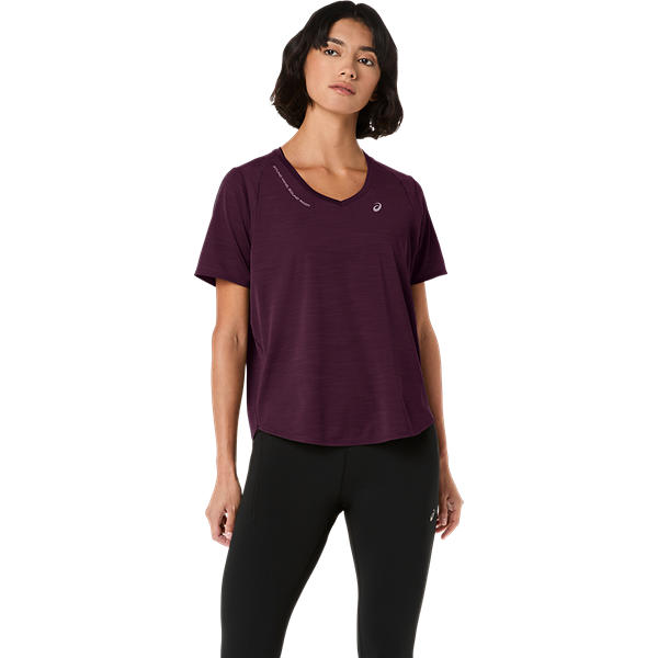 ROAD V-NECK SS TOP, DARK AUBERGINE, swatch