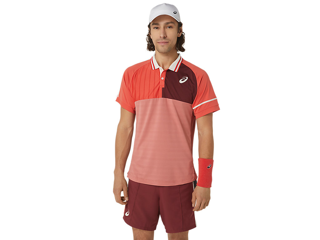 ASICS MEN MATCH POLO-SHIRT, RED SNAPPER, swatch